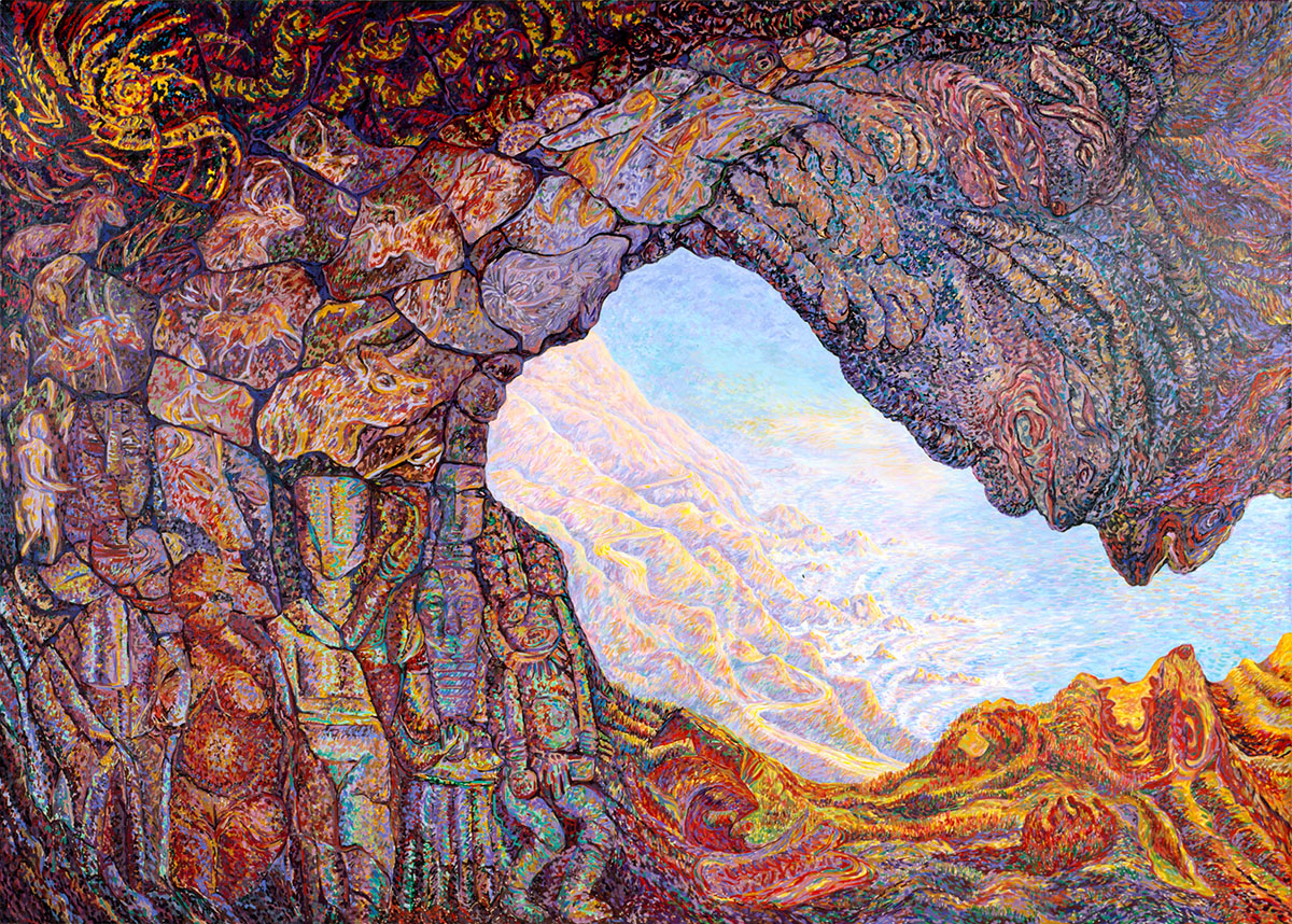 caves to cosmos painting, panel 1