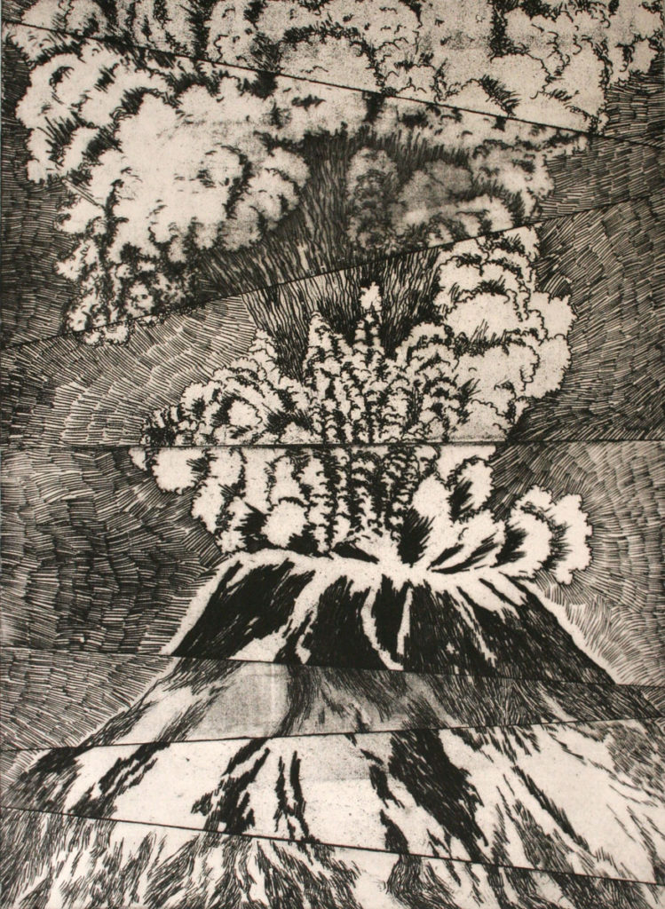 etching: Eruption Mt. St. Helens