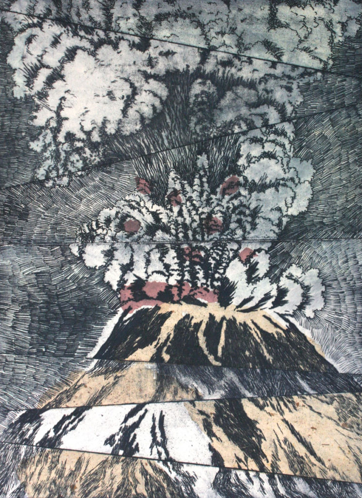 etching: Eruption, Mt. St. Helens
