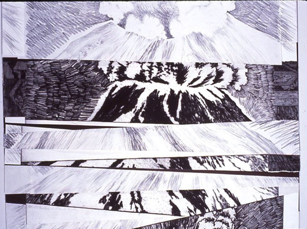 Mt. St. Helens etching, detail