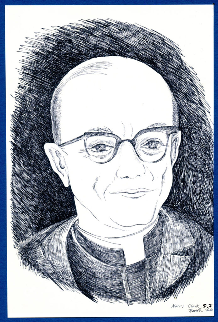 portrait illustration of Rev. Norrie Clark SJ