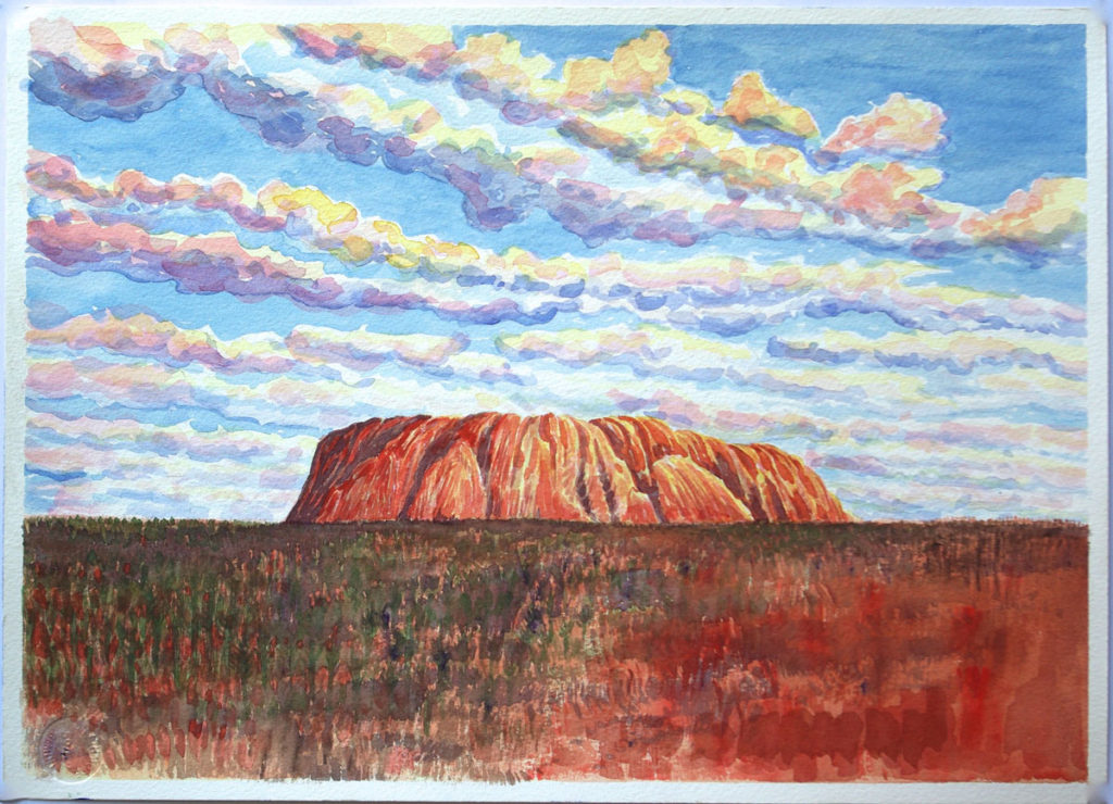 watercolor: Uluru, Ayers Rock, Australia