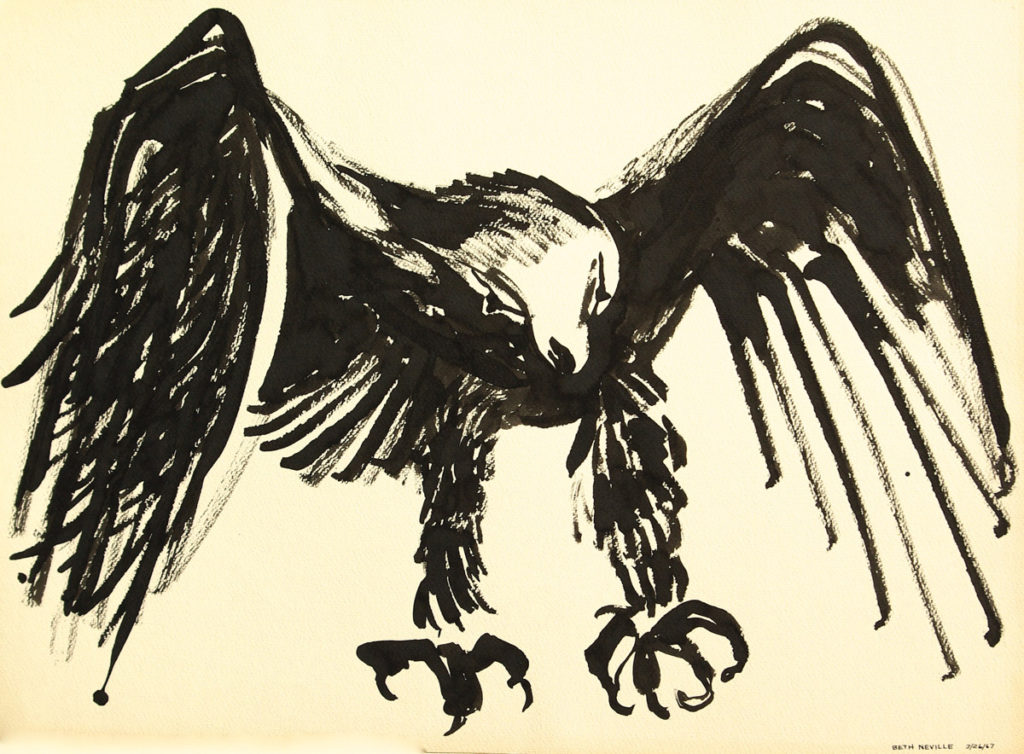black sumi-e ink: Raven of Death Landing