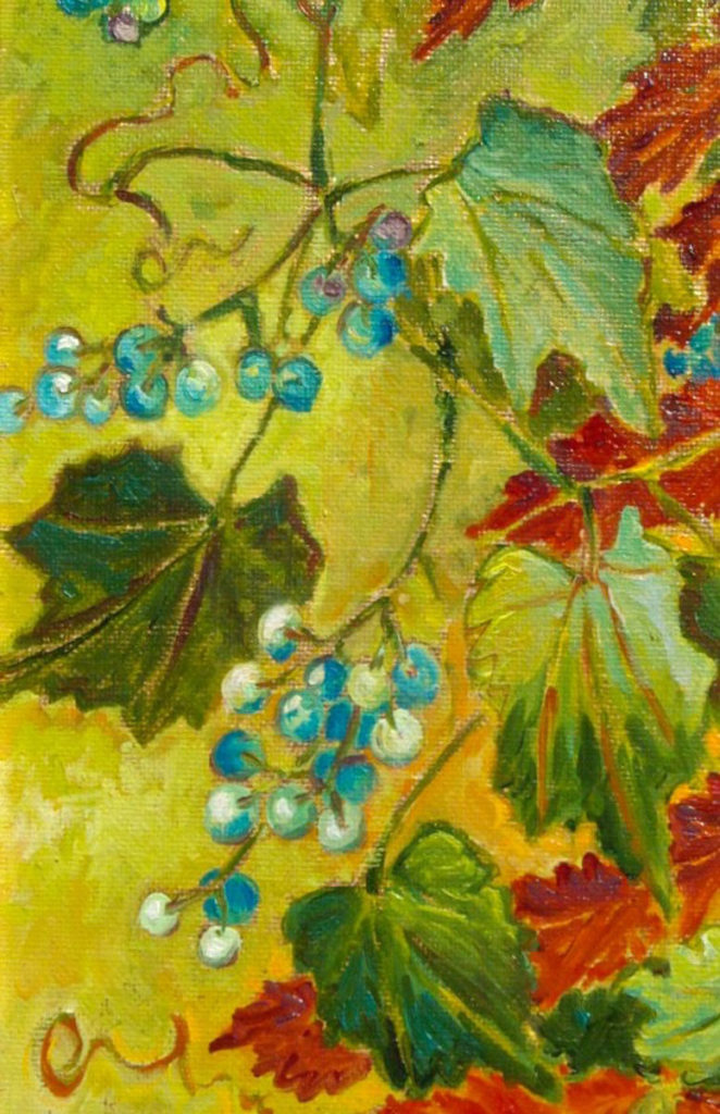Fall Berries, detail, oil painting