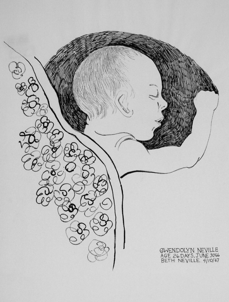 ink drawing: Gwendolyn Sleeping