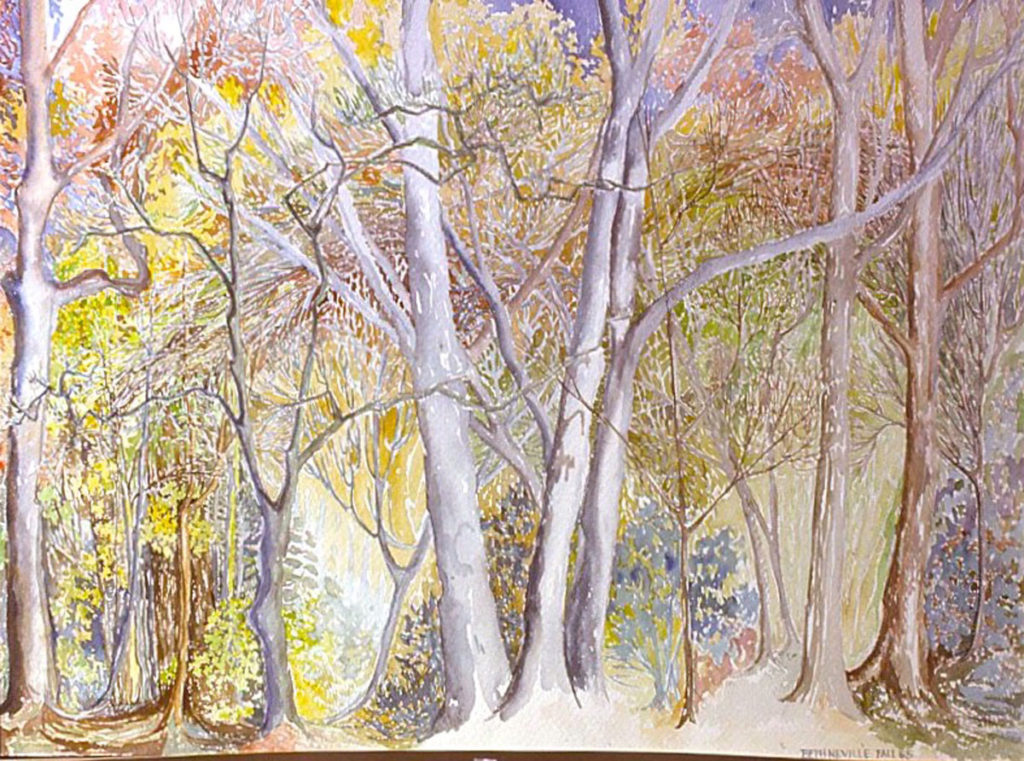 watercolor: Fall, Trees, West Haven, CT