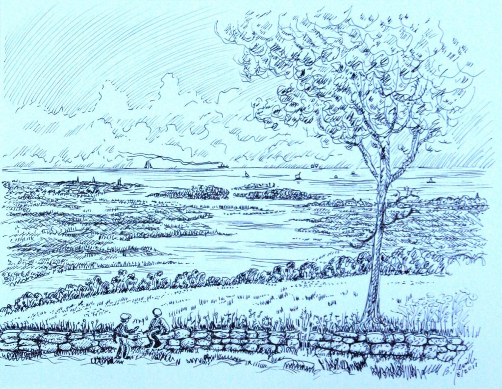 drawing: Sea View from Milton Hill, 1866