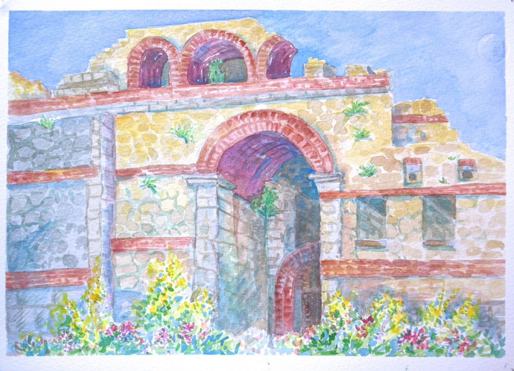 watercolor: Arch, Byzantine Walls, Preveza, Greece