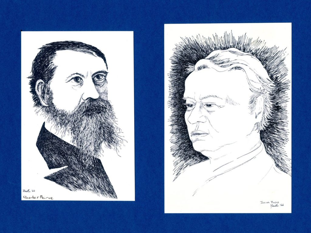 pen on paper portraits of Charles Peirce and Josiah Royce