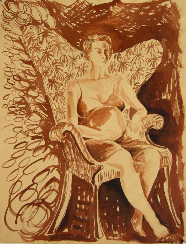 sepia portrait of Beth Neville, Pregnant with Gwendolyn