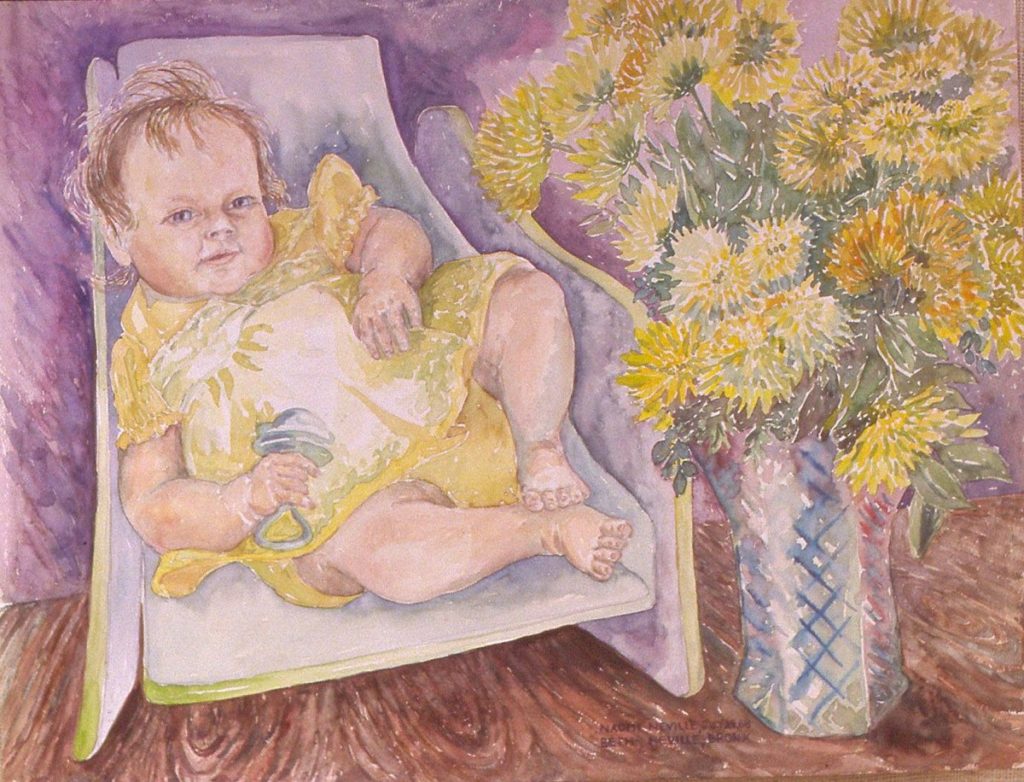 watercolor painting of Naomi in Yellow Dress