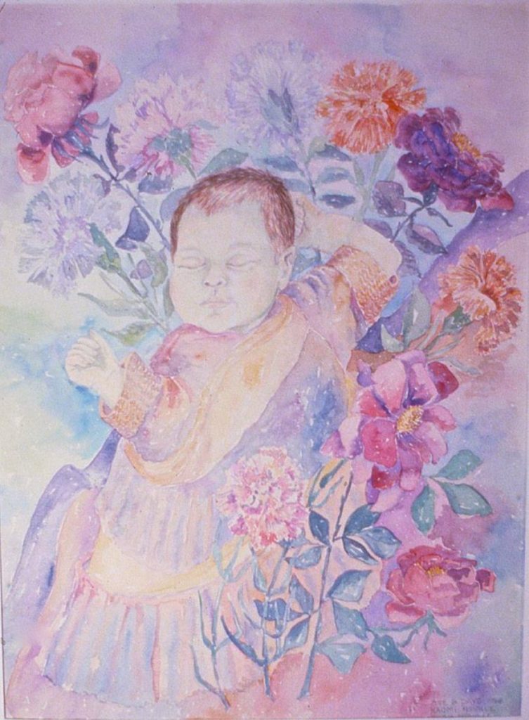 watercolor painting of Naomi Neville, 3 months